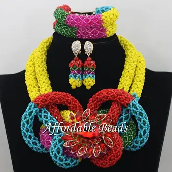 

Different Colors African Ladies Jewelry Set Best Nigerian Wedding Necklace Best Design Handmade Item NCD089