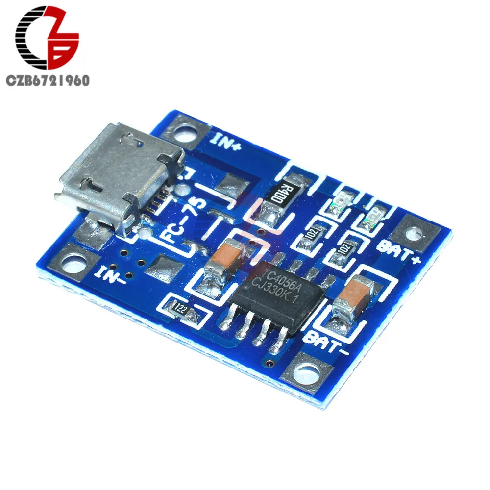 

2PCS TP4056 Micro USB 5V 1A 18650 Lithium Battery Charger Board with LED Indicator Automatic Protection 4.5~5.5V