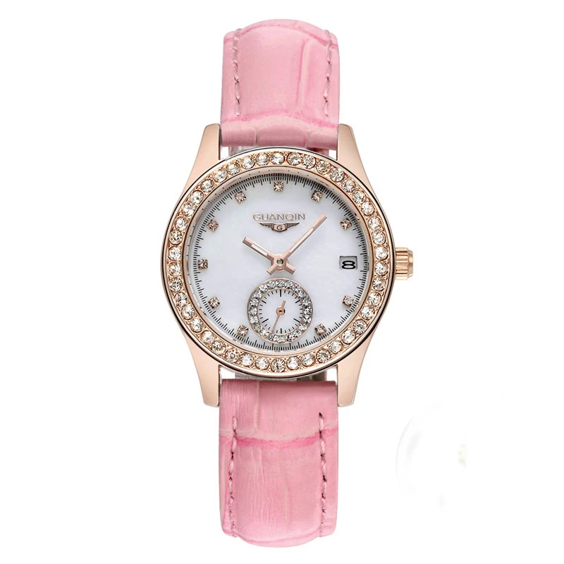 GUANQIN GQ80688 кварцевые часы световой Водонепроницаемый Мода Ультра-тонкий кожаный ремешок Элитный бренд Для женщин часы relogio feminino