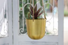 Modern Hanging Metal Flower pot Planter European  American style Succulents Vase Container Gold
