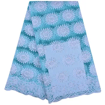 

2018 African Dry Lace Fabrics High Quality Cotton Lace Fabric Swiss Voile With Stone 1229