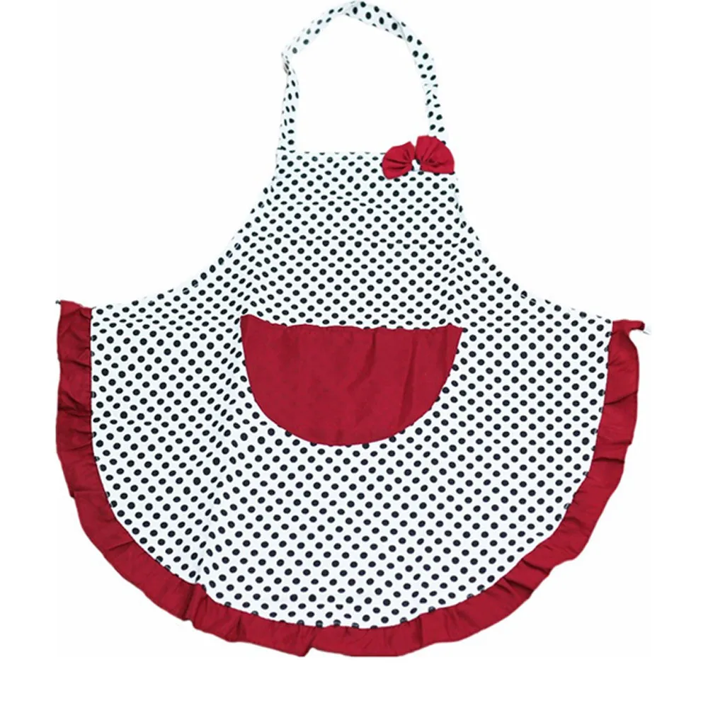 New Cute BowKnot Kitchen Restaurant Cooking Aprons With Pocket for Women free shipping