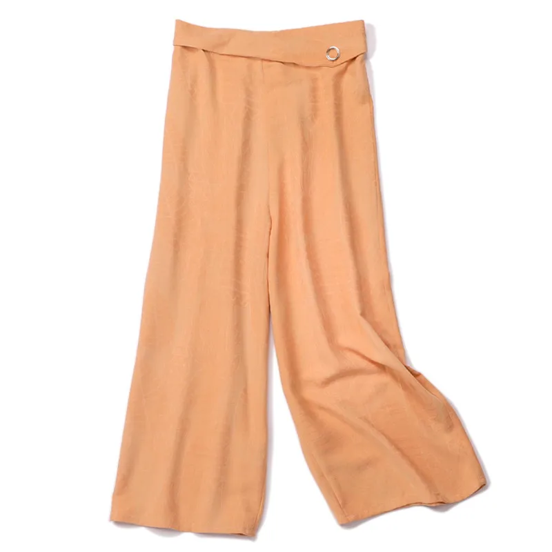 Разноцветные женские летние брюки из натурального шелка, свободные шелковые брюки, рабочая одежда, OL модные праздничные широкие брюки - Цвет: as photo