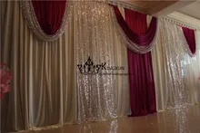Ivory And Burgundy Color Wedding Backdrop Drape With Backdrop Pipe Stand