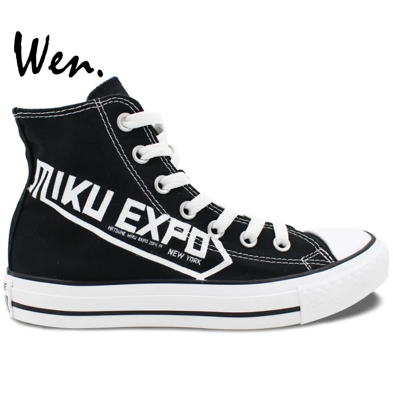 

Wen Anime Hand Painted Canvas Sneakers Design Custom Hatsune MIKU EXPO High Top Men Women's Canvas Shoes for Gifts