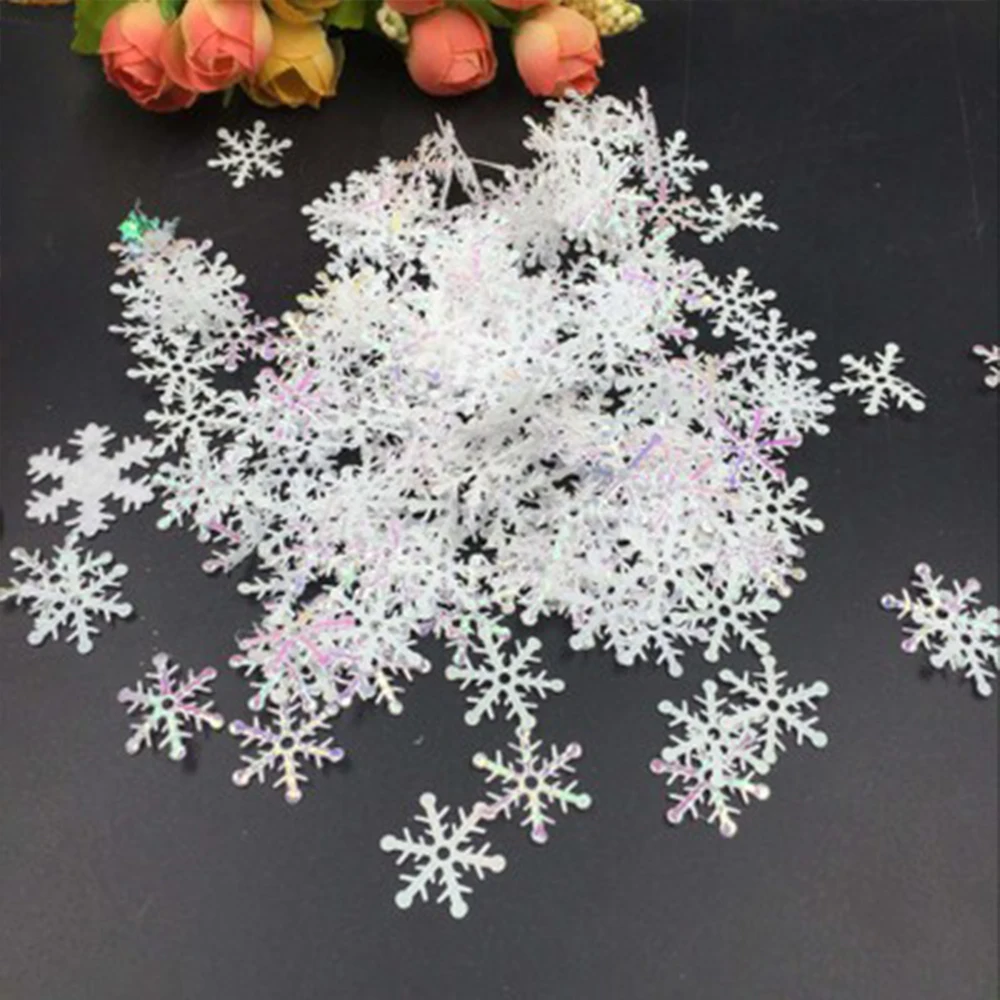 

300PCS Frozen Party Supplies White Fake Snowflake Christmas Wedding Decoration DIY Scene New Year Xmas Tree Window Decor