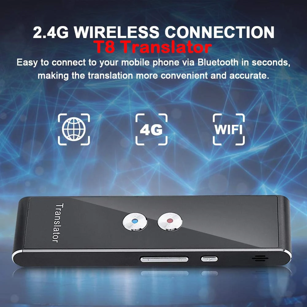 

Portable T8 Smart Voice Translator Two-Way Real Time for Learning Travel Business Meeting Voice Text Photo Language Translator