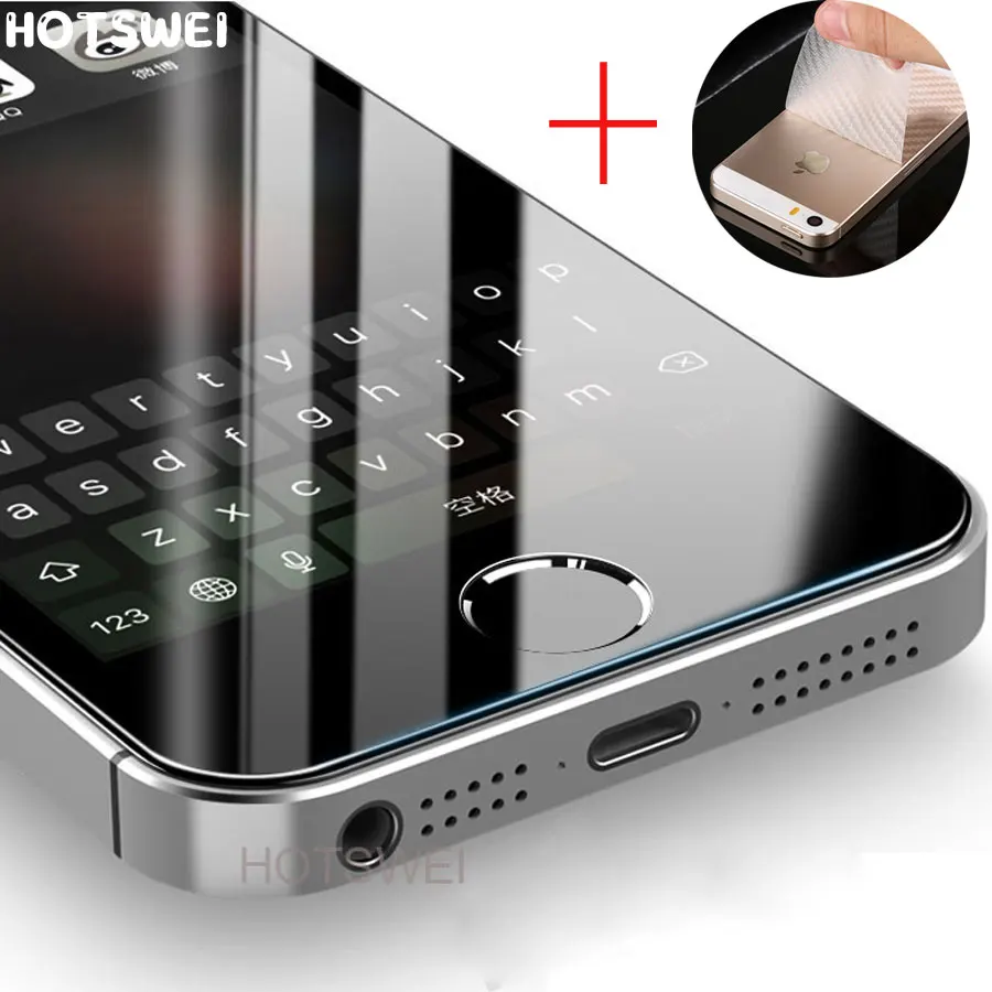 Закаленное стекло для iPhone 5S 5 г G 5C стекло 9h 0,26 мм Защитная мм пленка для iPhone 5S 5 5C стекло + подарок мягкая задняя защитная пленка - изображение