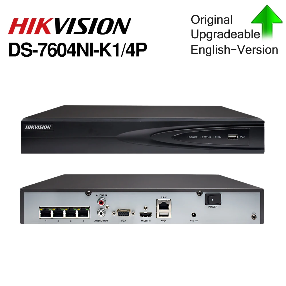 Hikvision DS-7604NI-K1/4 P 4CH POE встроенный штекер Play 4K PoE NVR для ip-камеры CCTV системы обновляемый HDD выбор