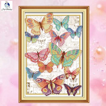 

JoySunday crossstitch kits needlework Butterflies fly freely 14CT 11CT cotton fabric deco painting gift art factory wholesale