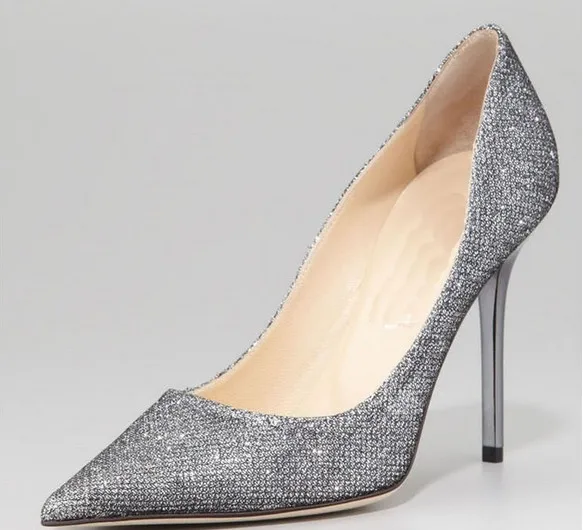 silver grey pumps