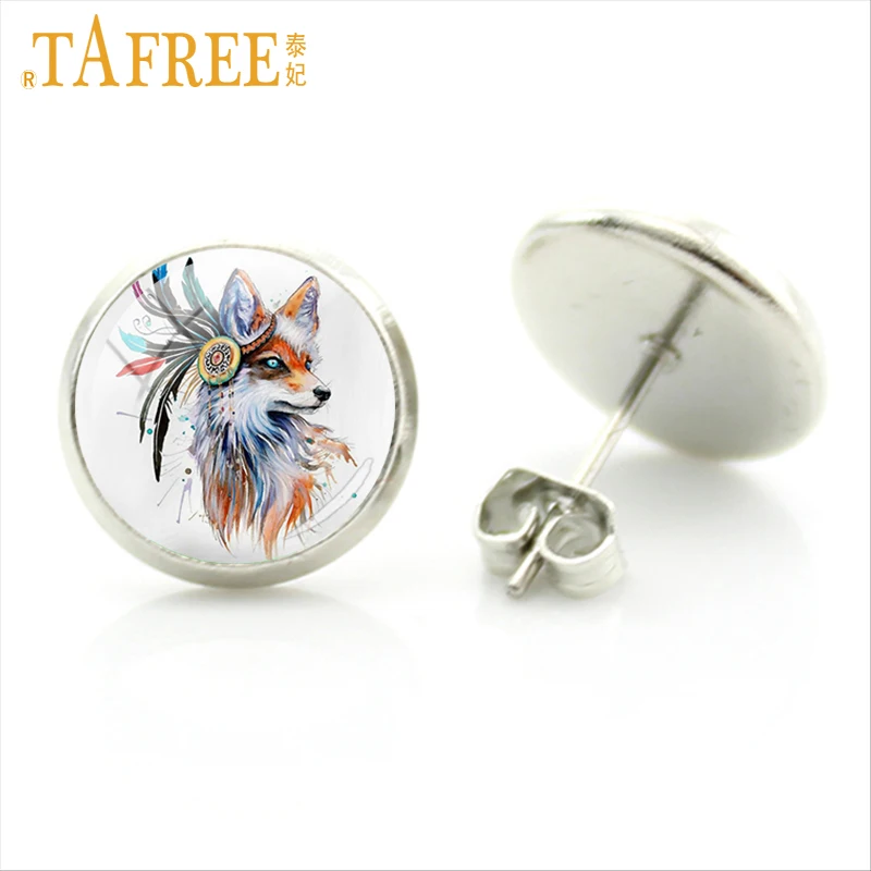 TAFREE серьги в виде лисьей морды cunning animal in nature Super cute мультфильм аниме Новые Мужчины