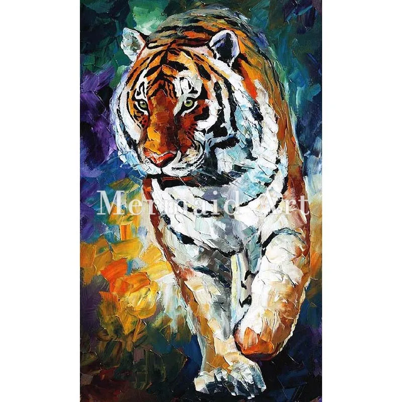 

Hand Painted Oil Painting Bengal Tiger On Canvas For Abstract Thick Palette Knife Painting Living Room Wall Decoration Poster