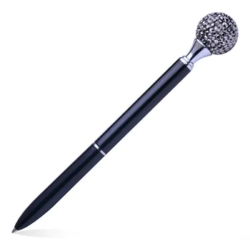 

14 Colors Diamond Crystal Pen Gem Ballpoint Pen Ring Wedding Office Metal Ring Roller Ball Pen Black Rose Gold Silver Pink
