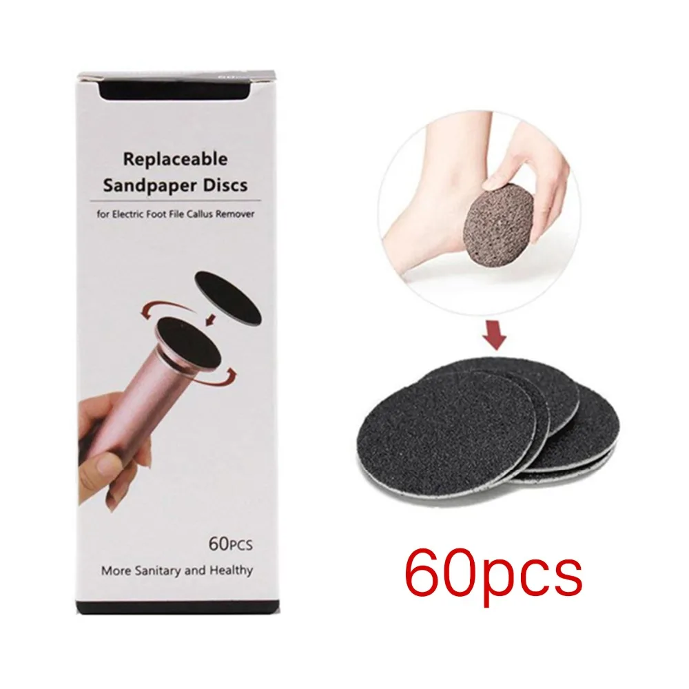 60 pcs Replacement Sandpaper Discs Pads For Electric Foot File Callus Remover Pedicure Toolin