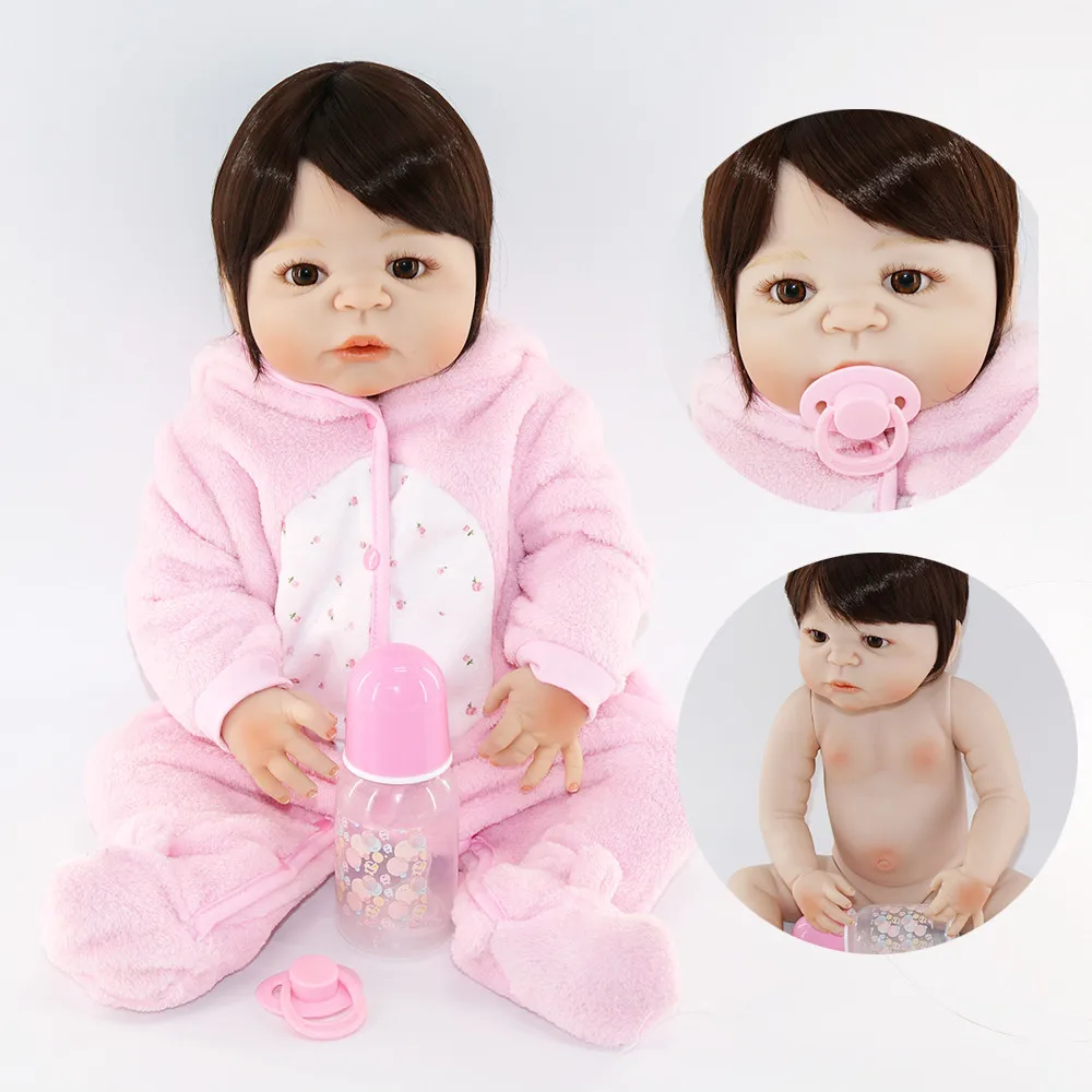 

Fashion 23'' Full silicone New Handmade Silicone reborn baby adorable Lifelike toddler Bonecas stylish design doll for sale