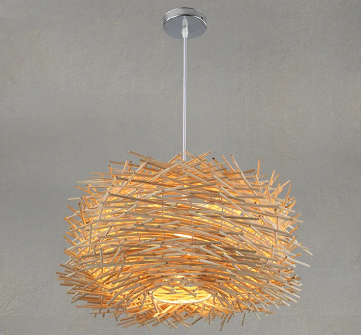 

Novelty Nordic Lamp Creative Wood pendant Lights 220v E27 Nest Bird Cage Lamp With Incandescent Bulbs For Light Home
