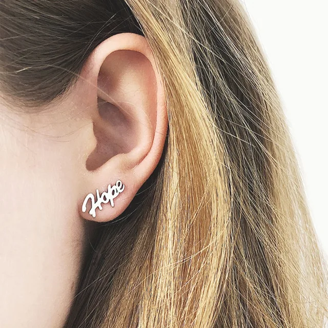 Tardoo Letter Earrings Silver 925 Sterling Stud For Tardoo Letter Earrings Silver 925 Sterling Stud For Women Minimalist Hope Typeface