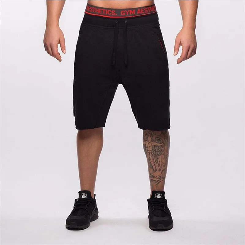 Мужские спортивные пляжные шорты s ECHT хлопковые спортивные брюки для фитнеса шорты для бега повседневные спортивные шорты для мужчин - Цвет: Black with red