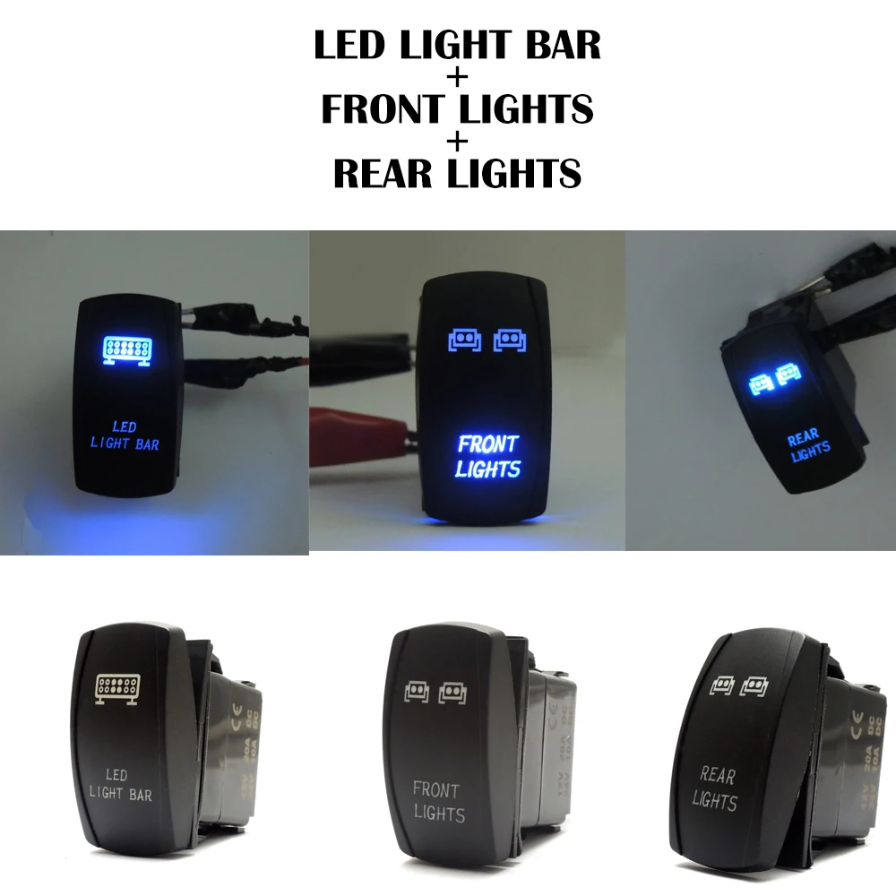 

UTV ATV Blue Rocker Switch LED Light Bar and Front Rear Light for Polaris RZR 1000 Ranger for Yamaha For Polaris Ranger