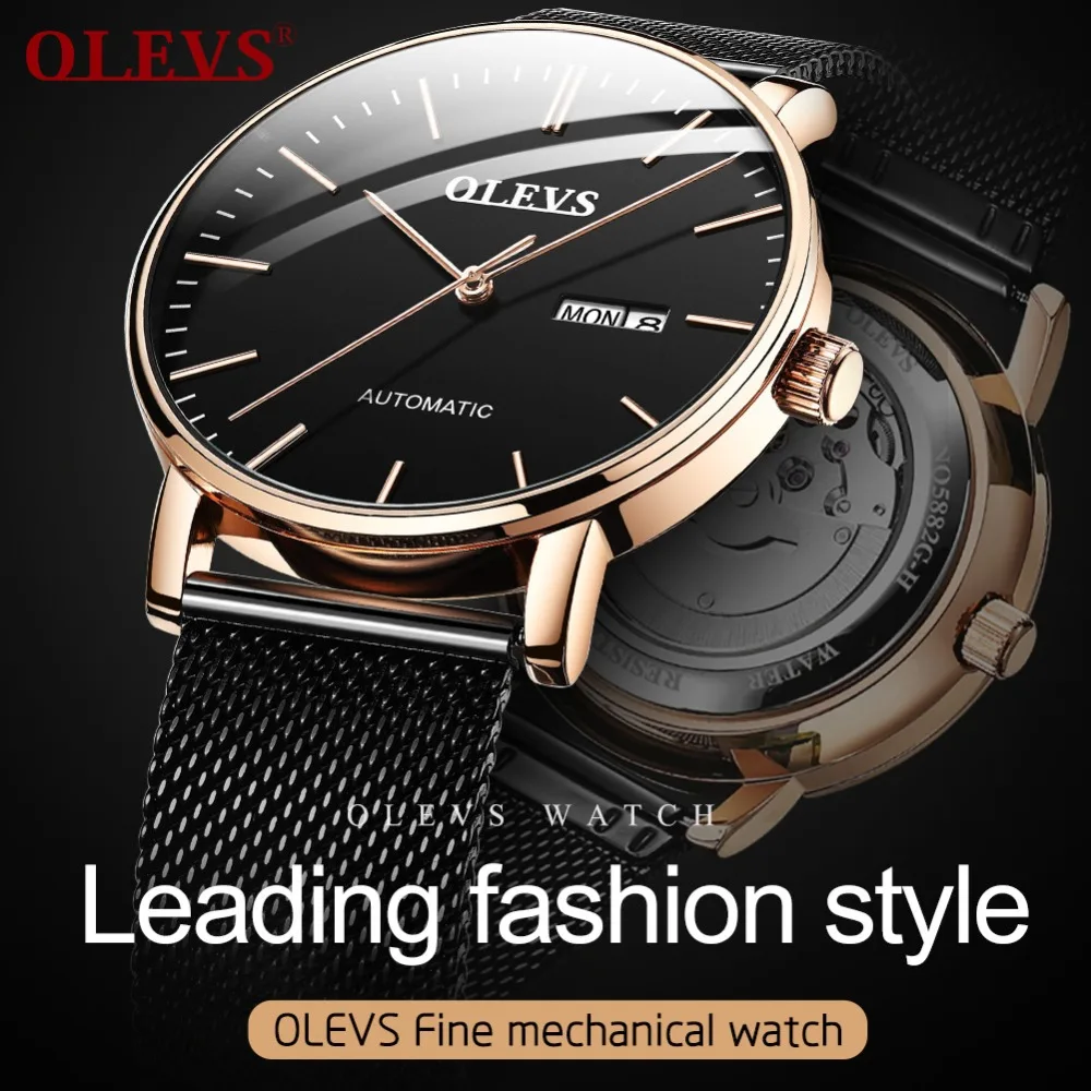 

OLEVS Automatic Luxury Brand Men's Watch Mechanical Preserving Watch Ultra- thin Sport Clock Casual Business Simple Wristwatch