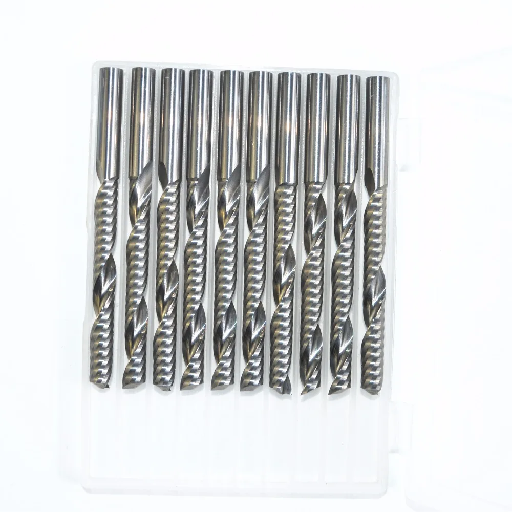 10PCS-6mm* 52mm, твердый карбид cnc Концевая мельница, Концевая фреза для деревообработки, 1 Флейта спиральная Концевая мельница, фрезы по дереву, ПВХ фреза