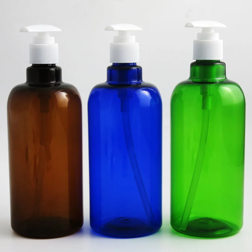 

12 x 16.6OZ Refillable PET Plastic Pump Bottles with Pump Tops for Makeup Cosmetic Bath Shower Toiletries Liquid Container