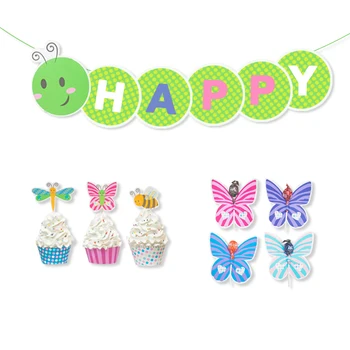 

Garden Bug Party Cupcake Toppers Butterfly Party Cupcake Wrappers Decoration Caterpillar Baby Shower Candy & Lollipop Decor Card