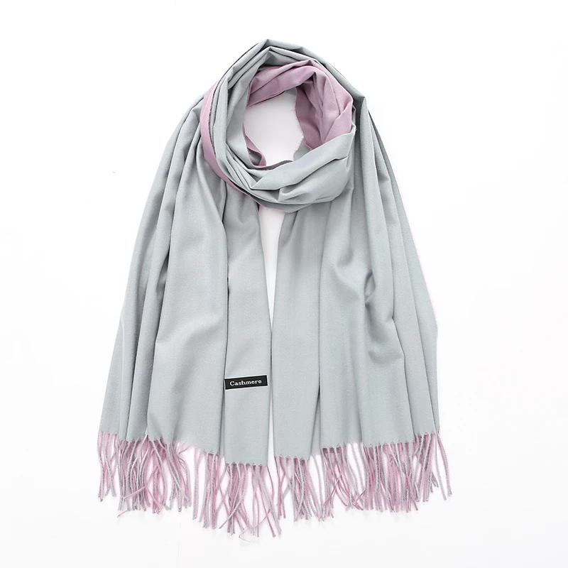

New Fashion Women Winter Scarf Double Side Muffler Solid Thick Warm Tassels Scarves Long Female Plaid Cashmere Bufanda
