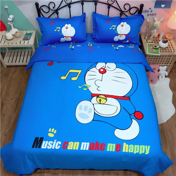 Комплект постельного белья с героями мультфильмов Doraemon, детская спальня, чистое хлопковое стеганное одеяло, двойной королева, король, милое пуховое одеяло, простыня, Синий Постельное белье - Цвет: style17