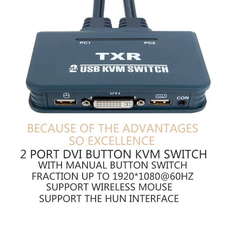 2 порта все в одной машине DVI KVM переключатель горячий ключ режим внешней кнопки