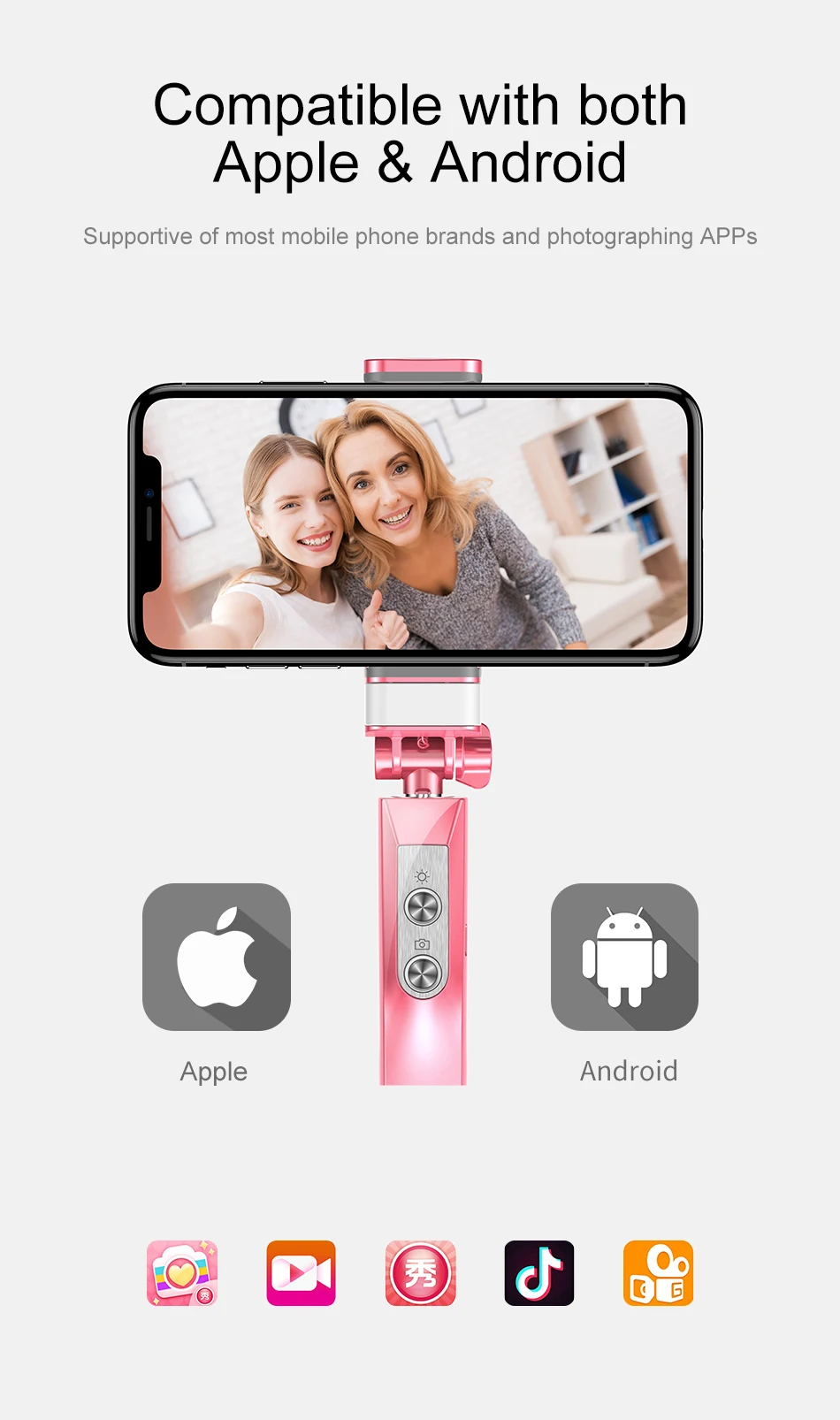 Складная селфи-палка Baseus Bluetooth Selfiestick+ Mirro+ заполняющий свет монопод для iPhone samsung Xiaomi Android Phone Stick