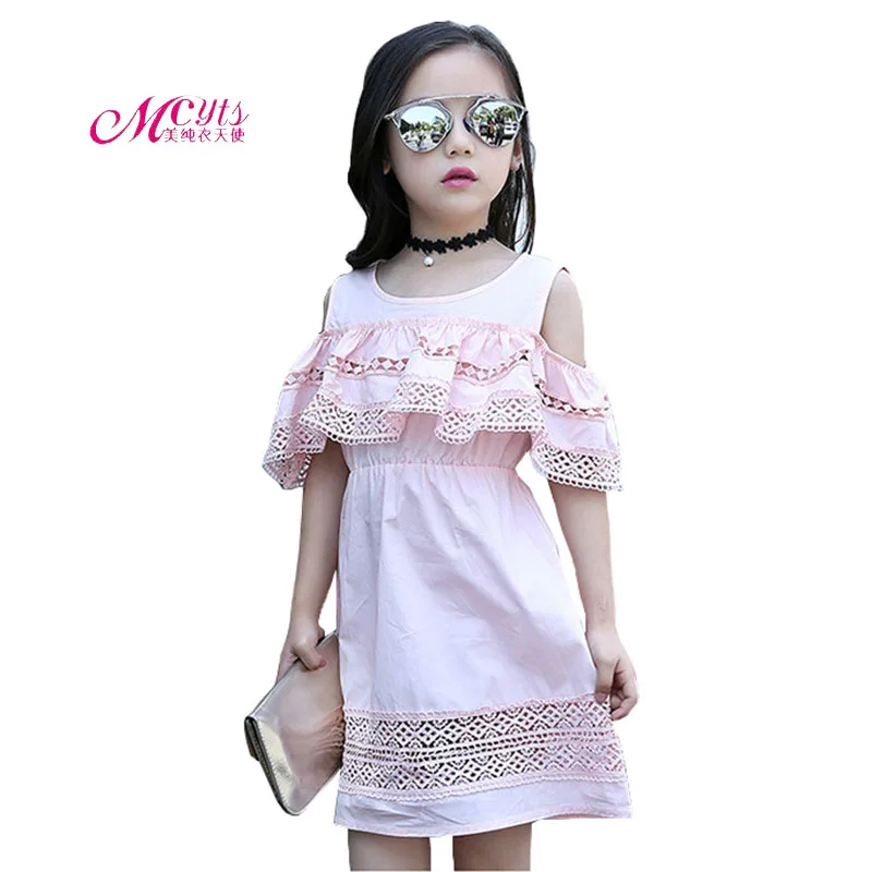 Летнее платье для девочек Новинка года, модные детские платья для девочек, праздничное платье принцессы с открытыми плечами одежда для детей 4, 6, 8, 10, 12 лет