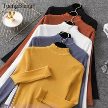 ^#Cheap elegant Women Turtleneck Full Sleeve stripe Sweaters 2019 Knitted Basic elasticity Pullovers Autumn Lady Winter Slim knit Jumper ^#Cheap elegant Women Turtleneck Full Sleeve stripe Sweaters 2019 Knitted Basic elasticity Pullovers Autumn Lady Winter Slim knit Jumper