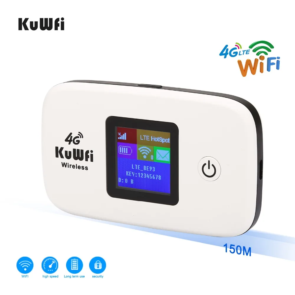 KuWfi Mobile Hotspot Router 4G 150Mbps LTE Router 2400mAH Battery High Speed Internet Hotspot Portable Wifi Router for Travel