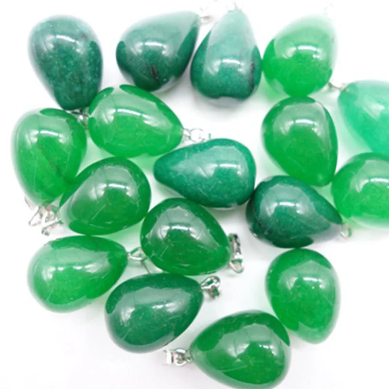 С натуральным драгоценным камнем хрусталь камень шармы, ожерелья, подвески водопадные маятники для ювелирных изделий ожерелье изготовление оптом 24 шт - Окраска металла: Malay Jade