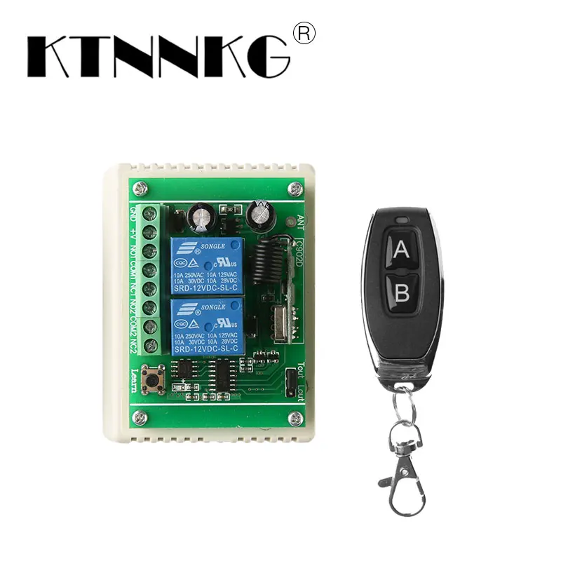 

DC 12V 2CH RF 433MHz Wireless Switch Relay Receiver Module With Remote Switch Control For DC Motor Forward Reverse Controller