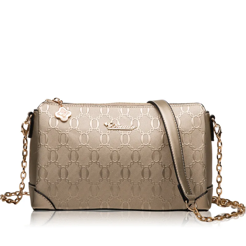 

New brand leather lady bag small package calfskin embossed chain package Korean version single shoulder oblique Bag big brand
