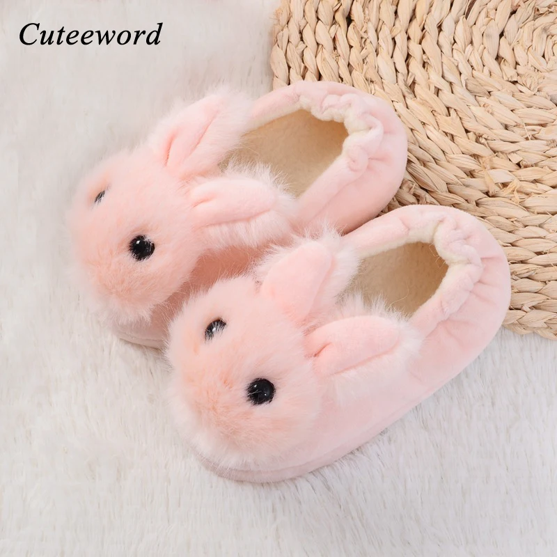 

2019 Winter kids home shoes baby warm slippers boys girls cartoon plush rabbit cotton slippers indoor non-slip children slippers
