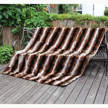 

CX-D-58B Bedding Patchwork Real Rex Rabbit Fur Blanket