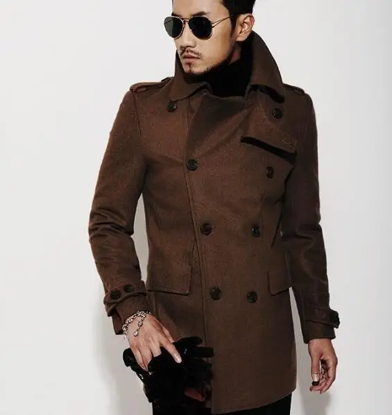 สีน้ำตาล2017ใหม่ฤดูใบไม้ร่วงฤดูหนาวคู่กระดุม