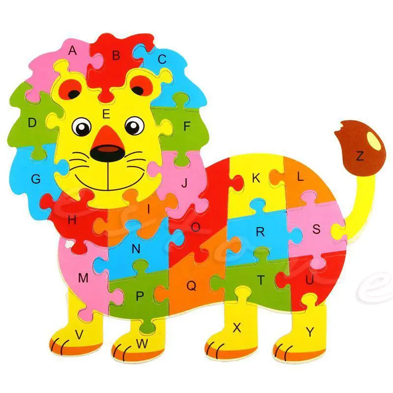 Деревянные головоломки животные детские развивающие игрушки алфавит головоломки - Цвет: D19689