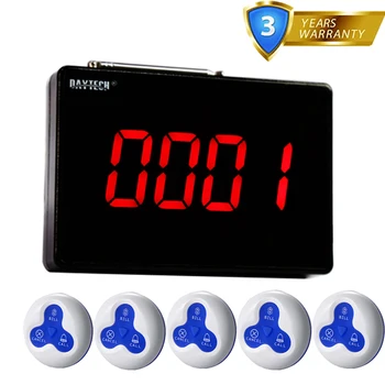 

DAYTECH Wireless Restaurant Calling Pager Queue System 1PCS Panel Display 5 PCS Waterproof Wireless Call Buzzer Button 433MHZ