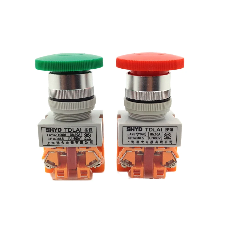 1pcs LAY37 11M Mushroom Head Button Switch Self locking Momentary Red