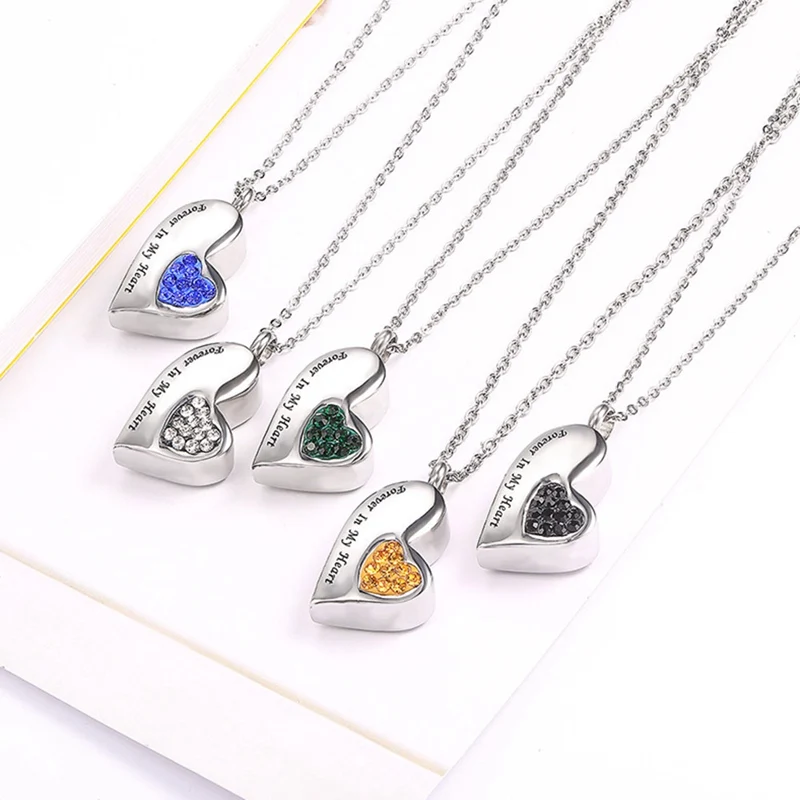 

5 Colors Stainless Steel Cremation Pendant Heart Shape Ashes Holder Locket Funeral Urn Casket