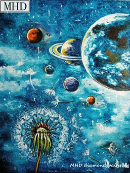 

MHD 5d diy diamond painting space planet view full square drill rhinestone 3d diamond mosaic artwork for home decor