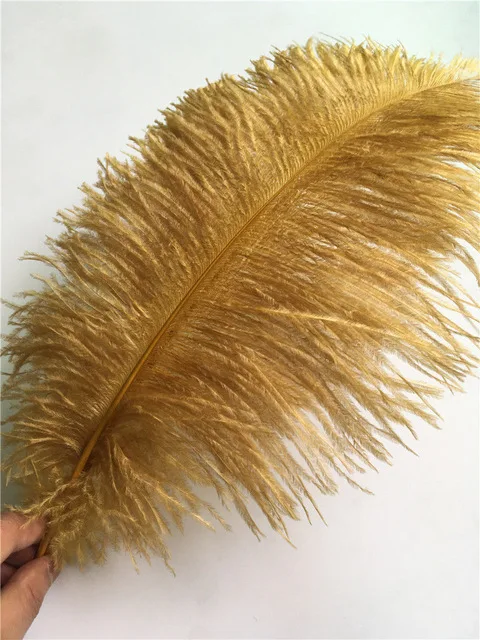 10 шт./лот, золотые страусиные перья, длина 50-55 см, мятно-грень, окрашенные из страусовых перьев для свадьбы, карнавала, вечерние украшения, рукоделие
