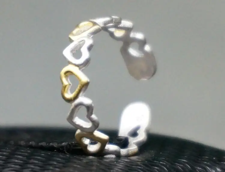 925 sterling silver ring gold plated opening female ring jewelry original design personalized heart-shaped adjustable open ring