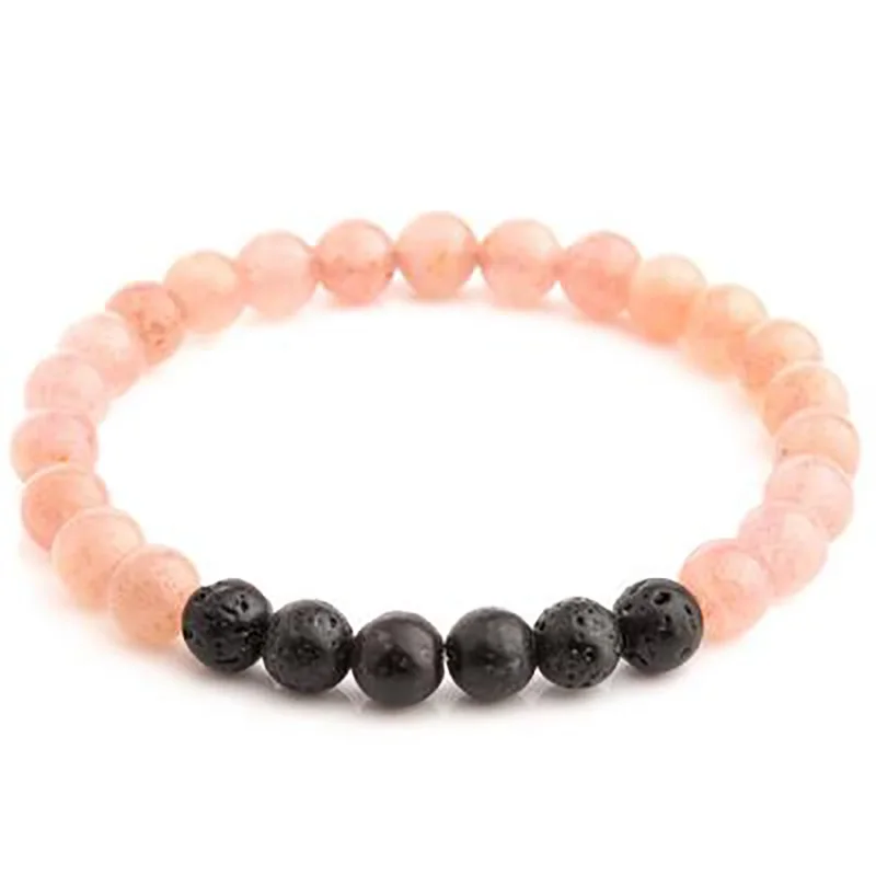 

Volcanic Lava Stone Essential Oil Diffuser Bracelets Bangle Healing Balance Yoga Strawberry Quartz Diffuser Bracelet For Women