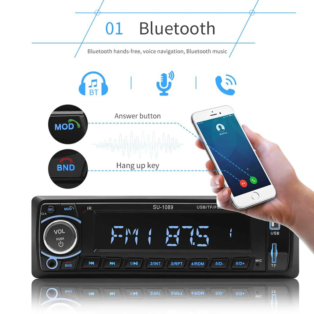 

Car Radio 1Din MP3 Multimedia Player AUX\USB Phone Charge\FM\Bluetooth\Card Play \Remote Control\Handsfree\ AutoRadio